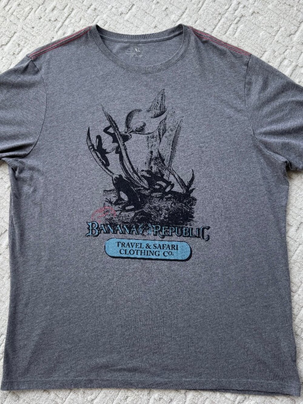 Banana Republic 2000s Travel Safari Graphic T-Shirt Gray Men's XL Y2K